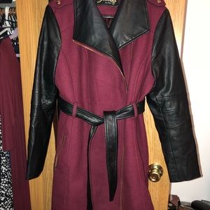 Guess Asymmetrical Zip Belted Coat
